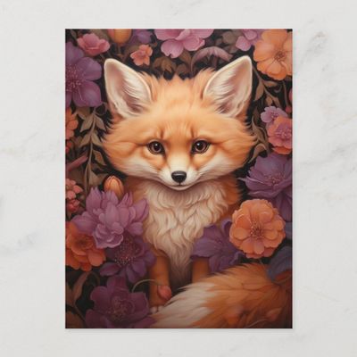 whimsical_fox_on_a_bed_of_fall_flowers_postcard-r5842447a373e4e55953c297e87345c1f_qdey1_1024