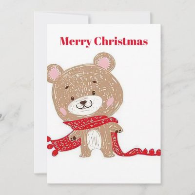 https://www.zazzle.com/crayon_drawing_of_brown_bear_with_red_scarf_invitation-256616167067129274