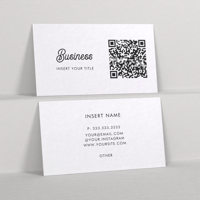 Minimalist Trendy Elegant Calligraphic QR Code Business Card Steps v6.png