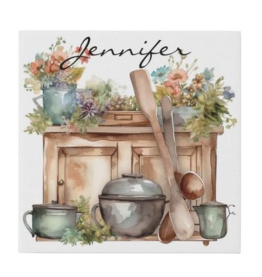 Personalized Name Farmhouse Kitchen Canvas Art