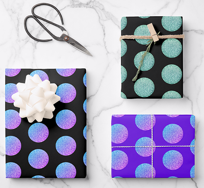 Zazzle Modern Sparkling Glittery Polka Dots Assorted  Wrapping Paper Sheets (Front).png