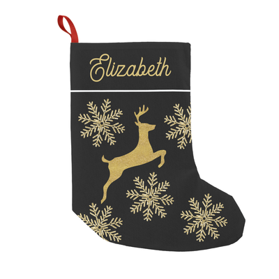 Zazzle Glam Christmas Glittery Black And Gold Snowflakes Small Christmas Stocking (Front).png