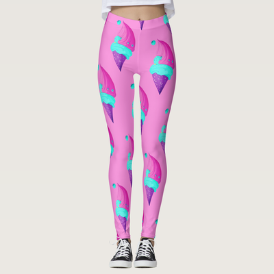 Zazzle Girly Cute Doll Pink Blue Ice Cream Pattern Leggings (Front).png