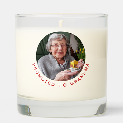 Zazzle Promoted To Grandma Photo Custom Name Scented Candle (Front).png