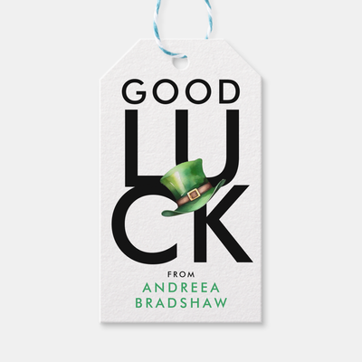 Zazzle Simple Green And White St. Patrick's Day Hat  Gift Tags (Front).png