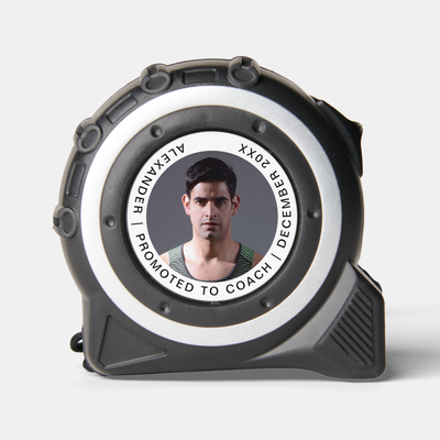 Zazzle Simple Minimal Promoted To  Photo Custom Name Tape Measure (Front).png