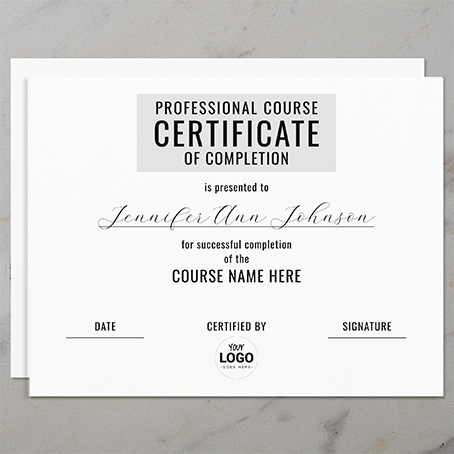 Zazzle Minimal Monochrome Black White Certificate Award (Front_Back).png