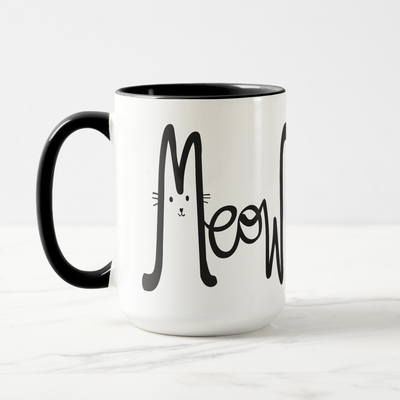 Zazzle MEOW Modern Minimalist Black Cat Typography  Mug (Left).png