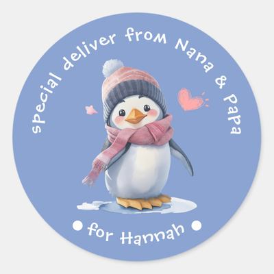 Cute Pink Baby Penguin Christmas for Kids Holiday Card