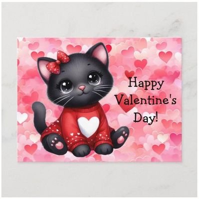 Valentine's Day Cat Postcard