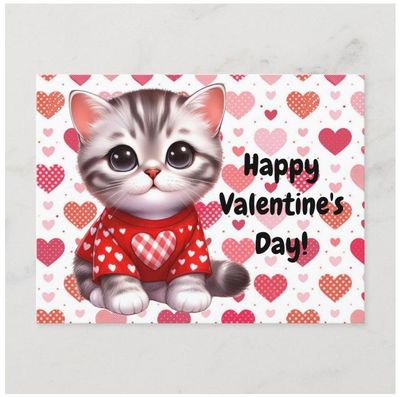 Valentine's Day Cat Postcard