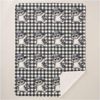 Cute Cat Sherpa Blanket