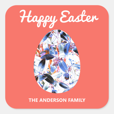 Personalized Happy Easter Colorful Egg Sticker