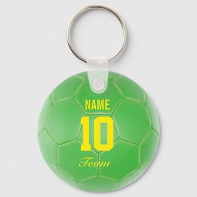 Green Yellow Team Soccer Ball Personalized Name Keychain.jpg