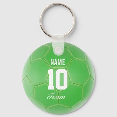 Green Team Soccer Ball Personalized Name Keychain.jpg