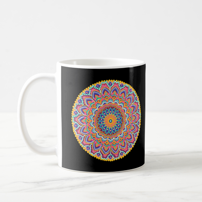 Zazzle Calm Beautiful Colorful Floral Mandala Coffee Mug (Left).png