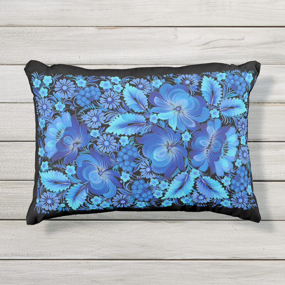 Petryvka art watercolours. Ukraine. Outdoor pillow