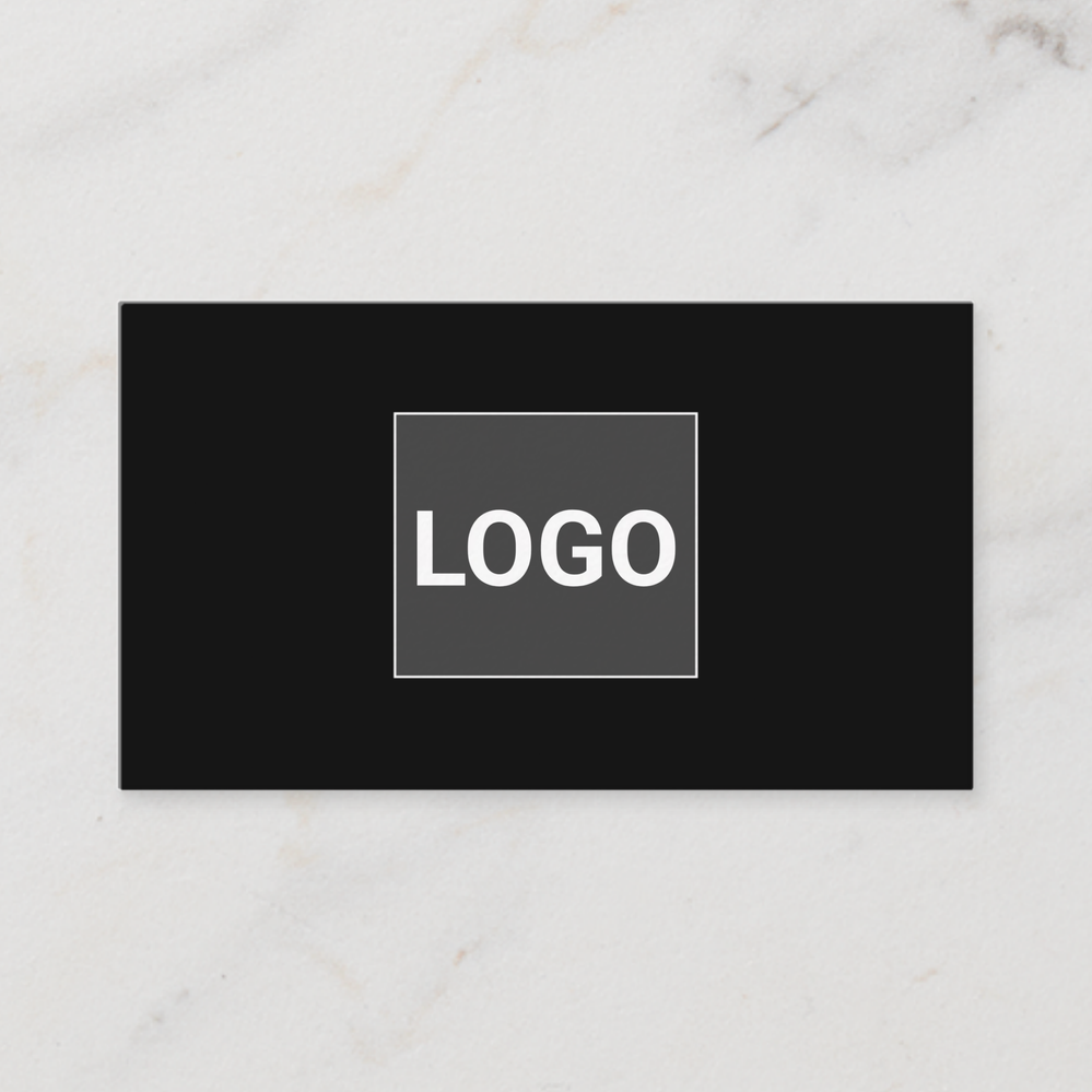 Zazzle Modern black  qr code and business logo business card (Front).png