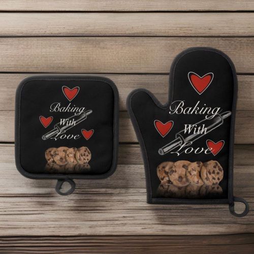 Baking With Love Oven Mitt and Pot Holder