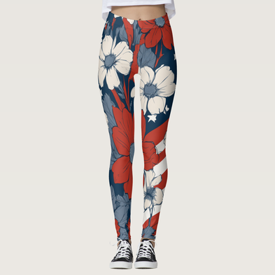 Zazzle Patriotic Floral Inked Leggings for 4th of July (Front).png