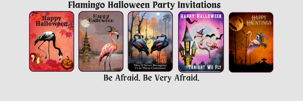 Flamingo Halloween Cards and Invites