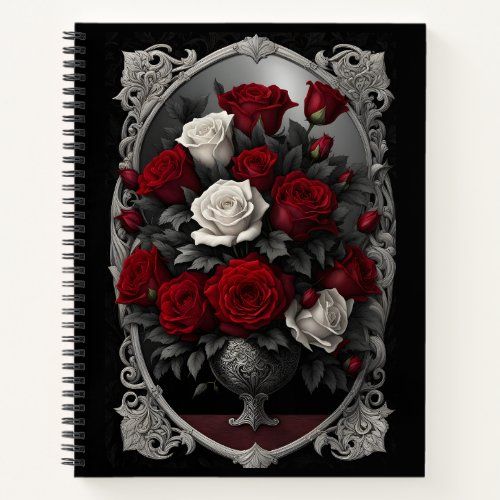 Red & White Rose Bouquet Goth notebook
