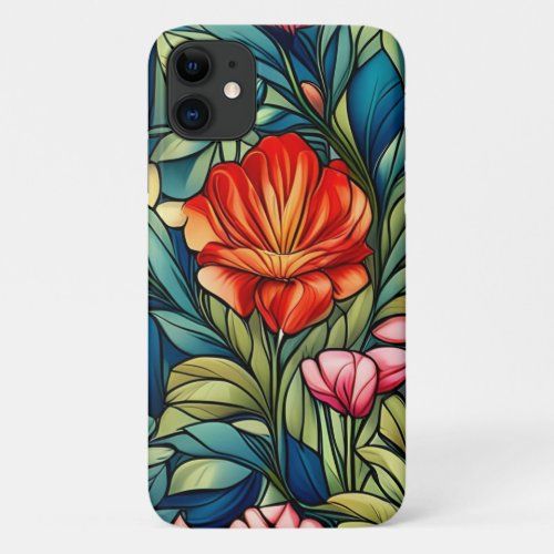 abstract orange flower on green phone case