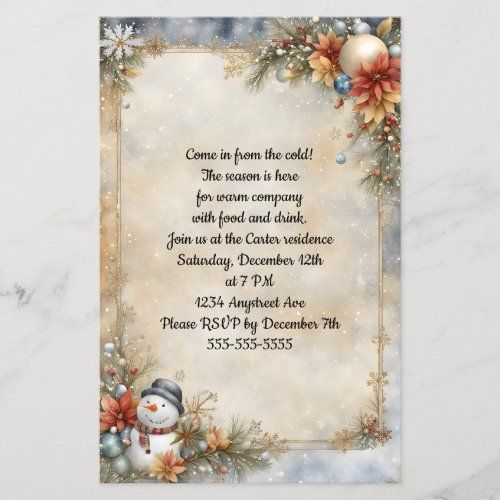 little snowman christmas party invitation