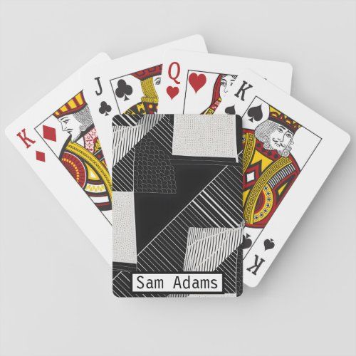 black and white modern mixed geometric  poker cards