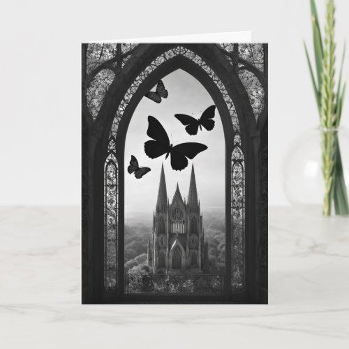 black butterfly goth birthday card