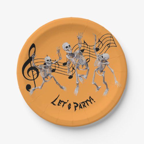 Skeleton Dance Halloween Paper Plates