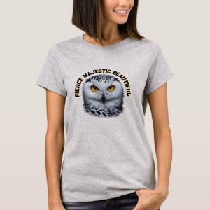 Zazzle Snowy Owl Fierce Majestic Beautiful T-Shirt (Front).png