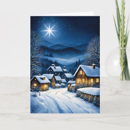 christmas star over the little village card
