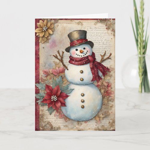 snowman junk journal page greeting card