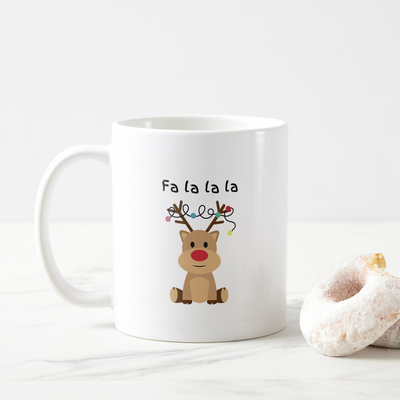 Zazzle Fa La La Xmas Reindeer Coffee Mug (With Donut).png