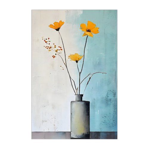 minimalist yellow flowers in gray vasse