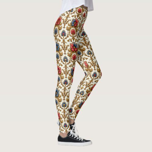 baroque red blue and gold flowers