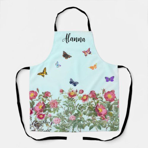 rose garden with butterflies