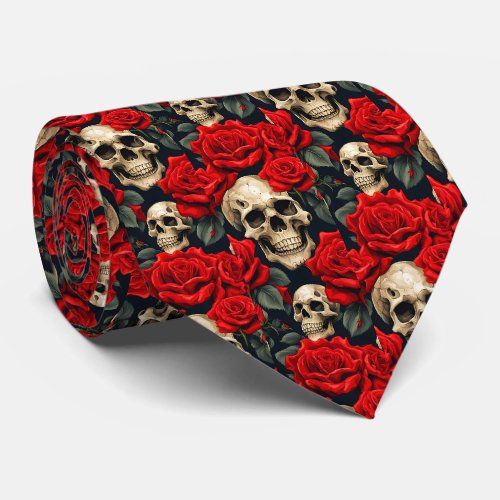skulls with red and black gothic roses