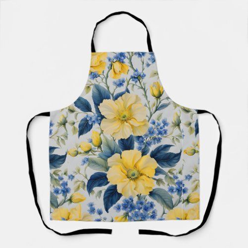beautiful yellow and blue flowers apron