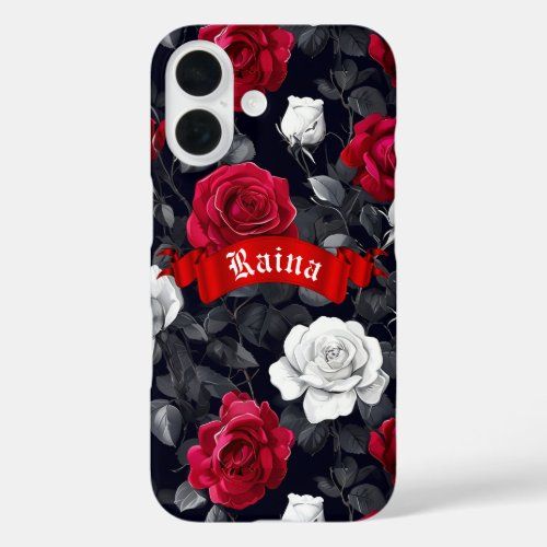 Red Black and White Roses Goth phone casse