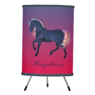 Cute Girly & Chic Celestial Unicorn Personalized Tripod Lamp by Nrasksart