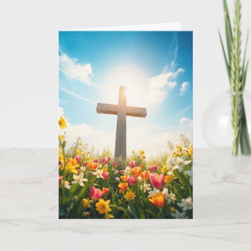 Easter Cross Surrounded by Flowers