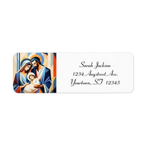 Abstract Cubist Holy Family address label