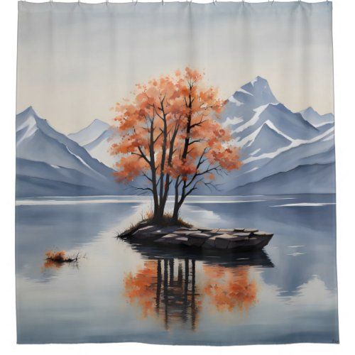 Autumn Trees on an Island shower curtain