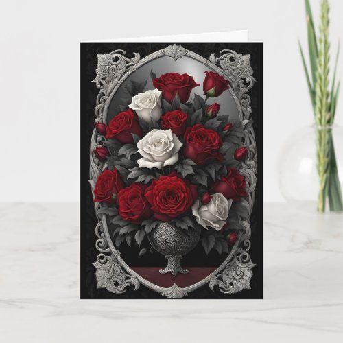 Red & White Rose Bouquet Goth valentine