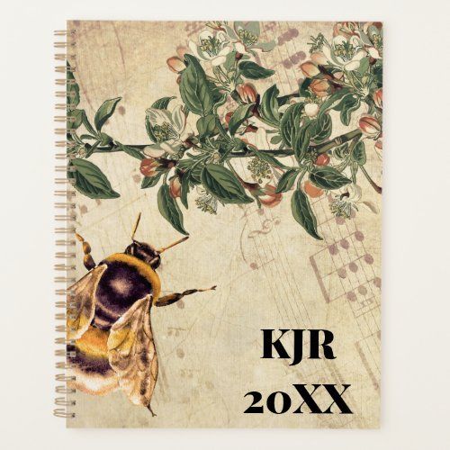 Honeybee Apple Blossom and Sheet Music planner