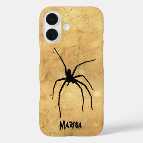 Spooky Spider on Tan Grunge Background phone case