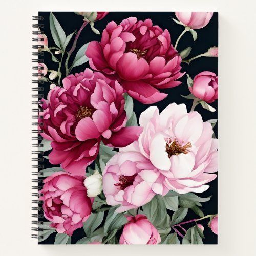 Burgundy and Pink Floral notebook