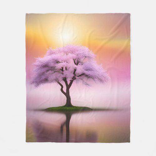 Sakura Tree at Sunrise fleece blanket